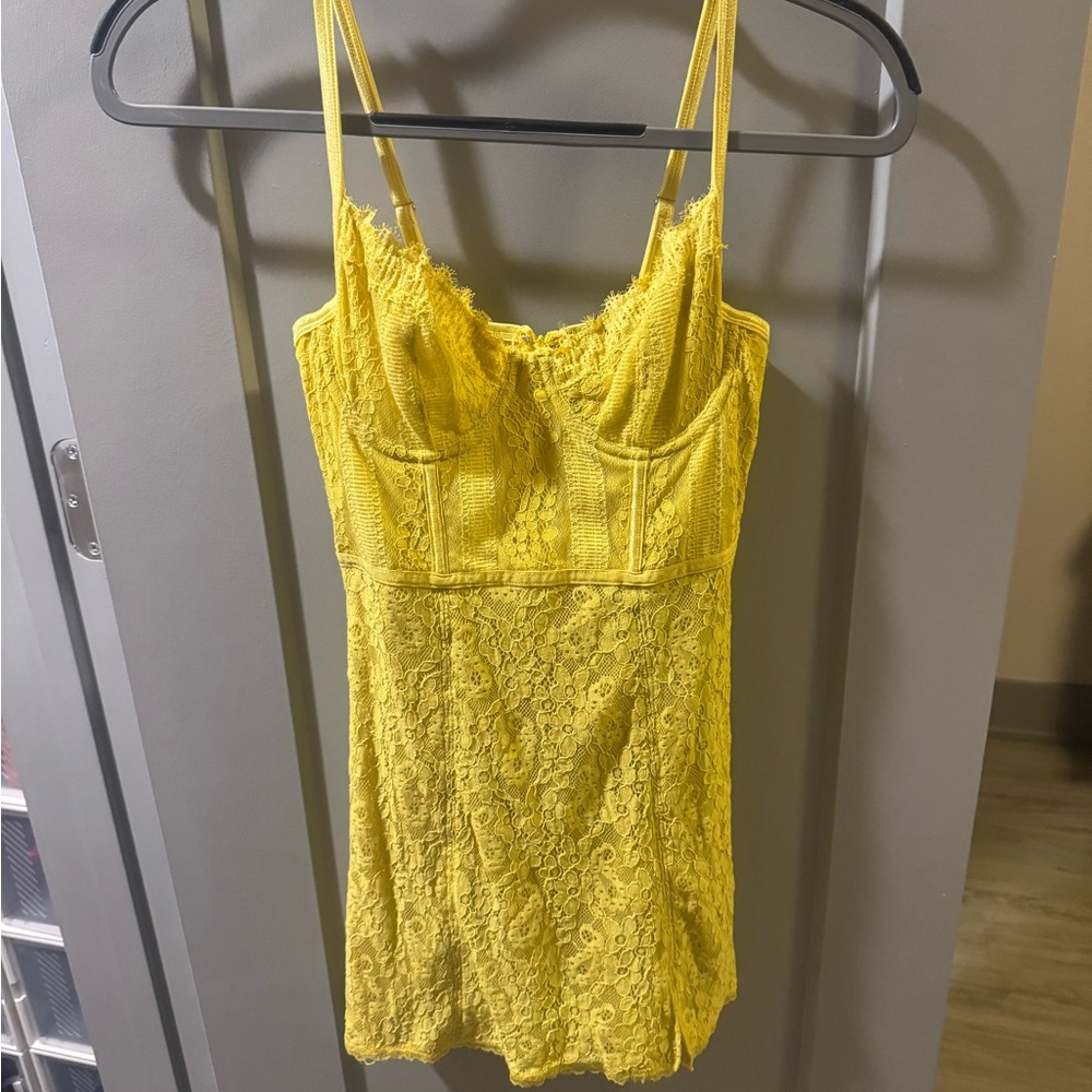 Urban Outfitters Yellow Lace Mini Dress